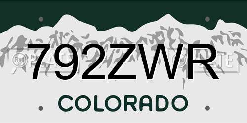 792ZWR Colorado License Plate