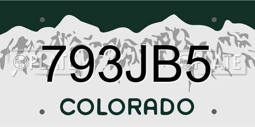 793JB5 Colorado License Plate