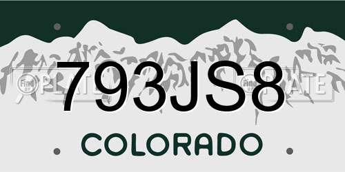 793JS8 Colorado License Plate