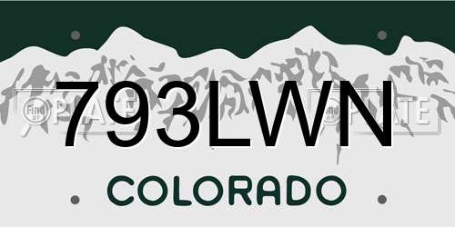 793LWN Colorado License Plate
