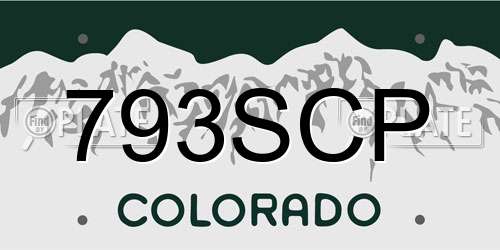 793SCP Colorado License Plate