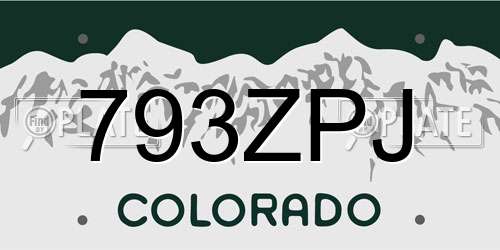 793ZPJ Colorado License Plate