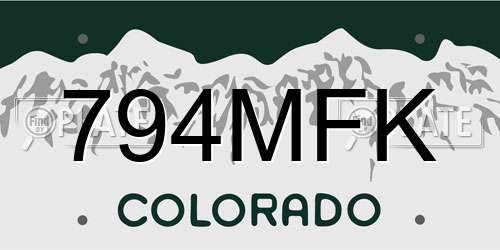 794MFK Colorado License Plate