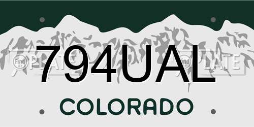 794UAL Colorado License Plate
