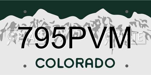 795PVM Colorado License Plate