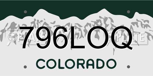 796LOQ Colorado License Plate