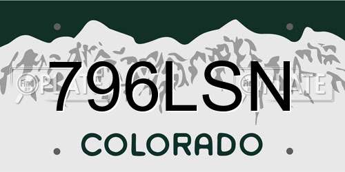 796LSN Colorado License Plate
