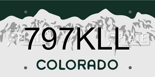797KLL Colorado License Plate