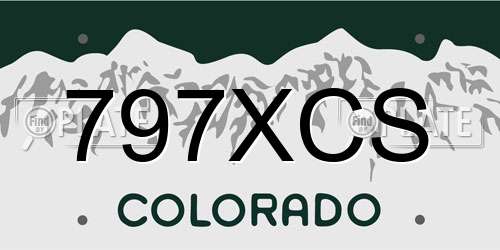 797XCS Colorado License Plate