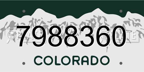 7988360 Colorado License Plate