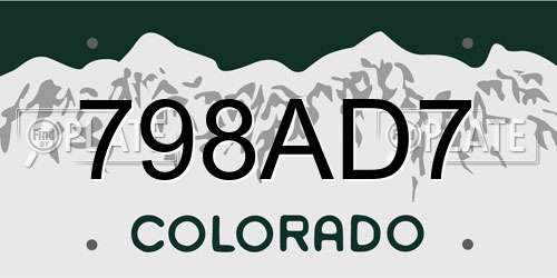 798AD7 Colorado License Plate