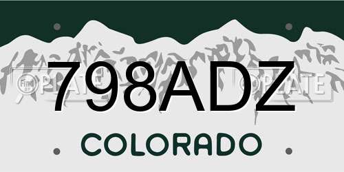 798ADZ Colorado License Plate