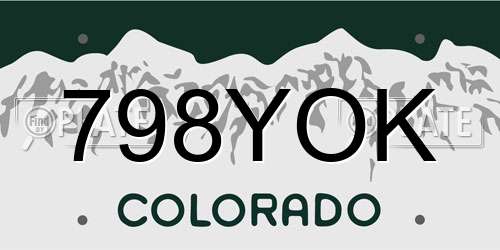 798YOK Colorado License Plate