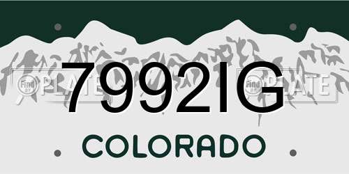 7992IG Colorado License Plate