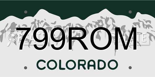 799ROM Colorado License Plate