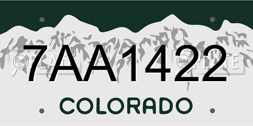 7AA1422 Colorado License Plate