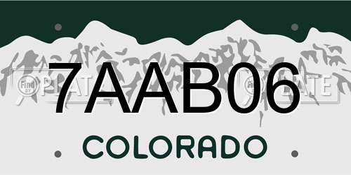 7AAB06 Colorado License Plate