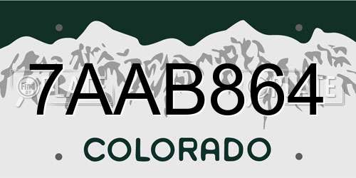 7AAB864 Colorado License Plate
