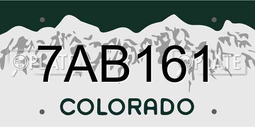7AB161 Colorado License Plate