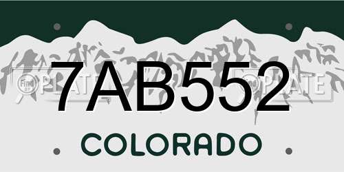 7AB552 Colorado License Plate