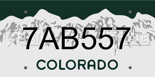 7AB557 Colorado License Plate