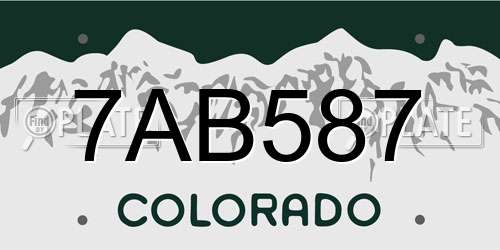 7AB587 Colorado License Plate