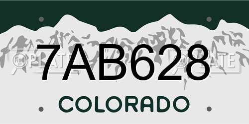 7AB628 Colorado License Plate