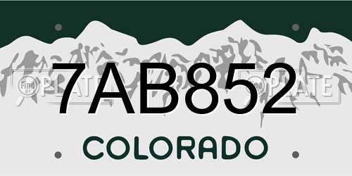 7AB852 Colorado License Plate
