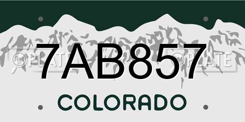 7AB857 Colorado License Plate