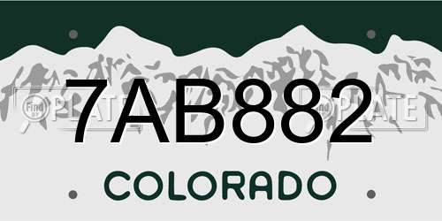 7AB882 Colorado License Plate