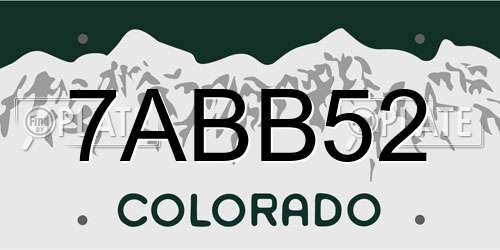7ABB52 Colorado License Plate