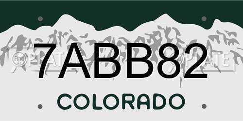 7ABB82 Colorado License Plate