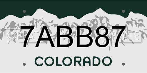 7ABB87 Colorado License Plate