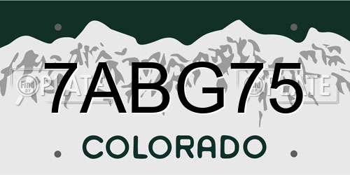 7ABG75 Colorado License Plate
