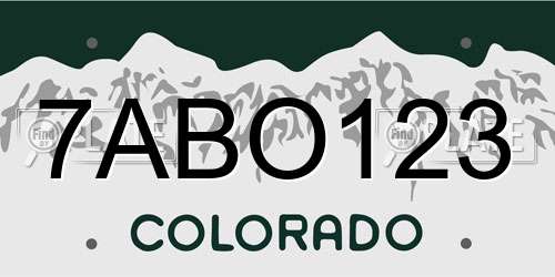 7ABO123 Colorado License Plate
