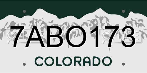 7ABO173 Colorado License Plate