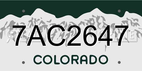 7AC2647 Colorado License Plate