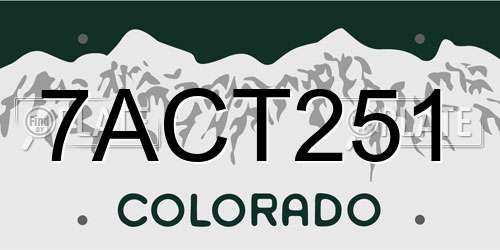 7ACT251 Colorado License Plate