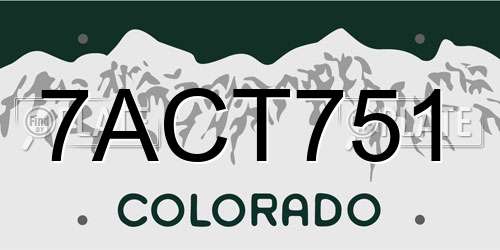 7ACT751 Colorado License Plate