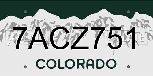 7ACZ751 Colorado License Plate