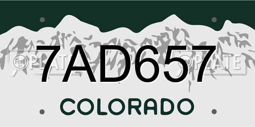 7AD657 Colorado License Plate