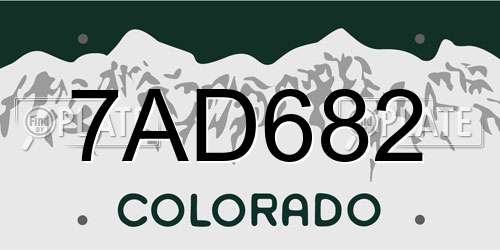 7AD682 Colorado License Plate