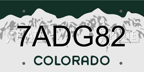 7ADG82 Colorado License Plate