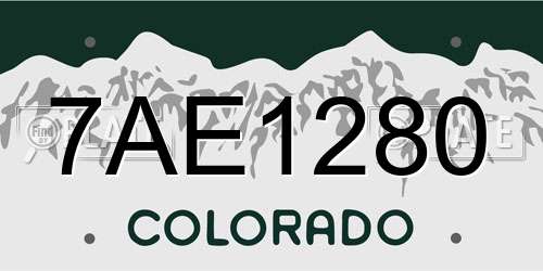 7AE1280 Colorado License Plate