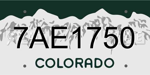 7AE1750 Colorado License Plate