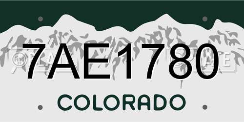 7AE1780 Colorado License Plate
