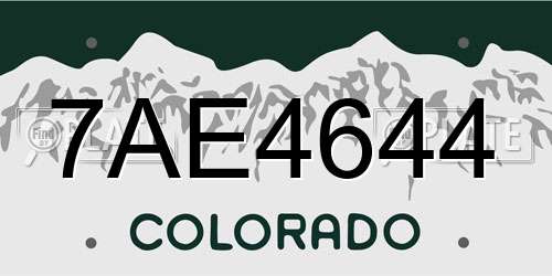 7AE4644 Colorado License Plate