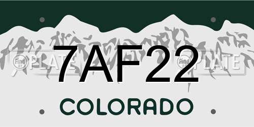 7AF22 Colorado License Plate