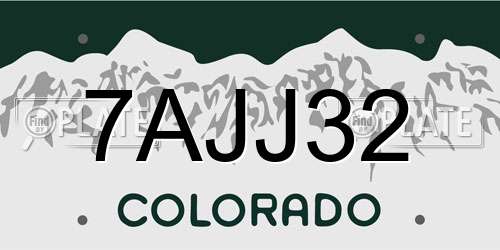 7AJJ32 Colorado License Plate