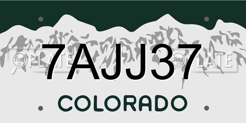 7AJJ37 Colorado License Plate